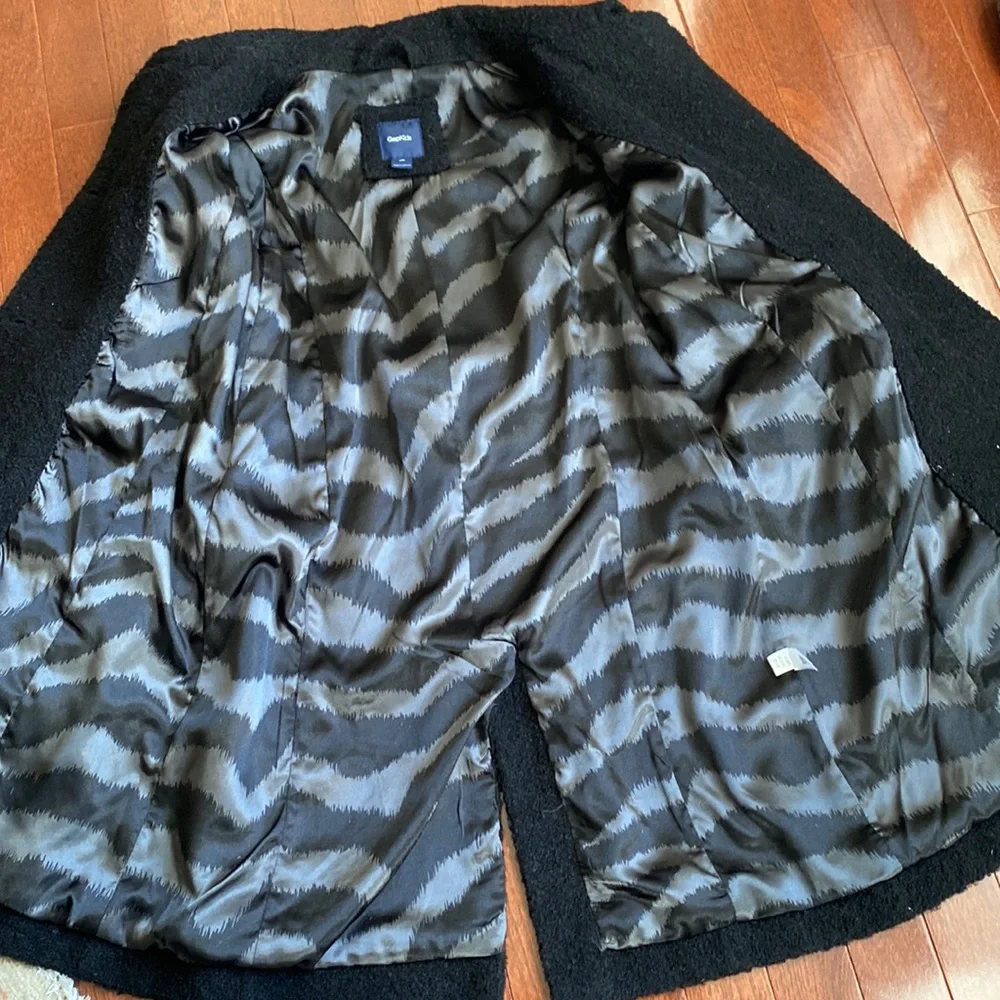 GAP Kids Black Bouclé Belted Pea Coat